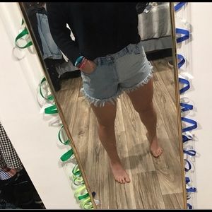 Hi-Rise stripped shorts